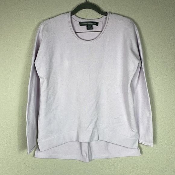 French Connection High Low Terry Cloth Sweater Lilac Purple Soft Pleat Back XS - Picture 2 of 10